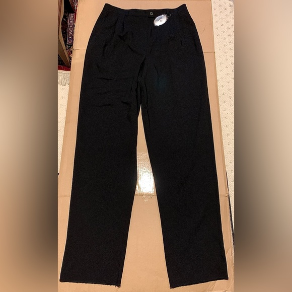 Y2K Vintage NWT Women’s 12 Zanella ANNA Black 100% Wool Pleated Pants - Picture 13 of 16